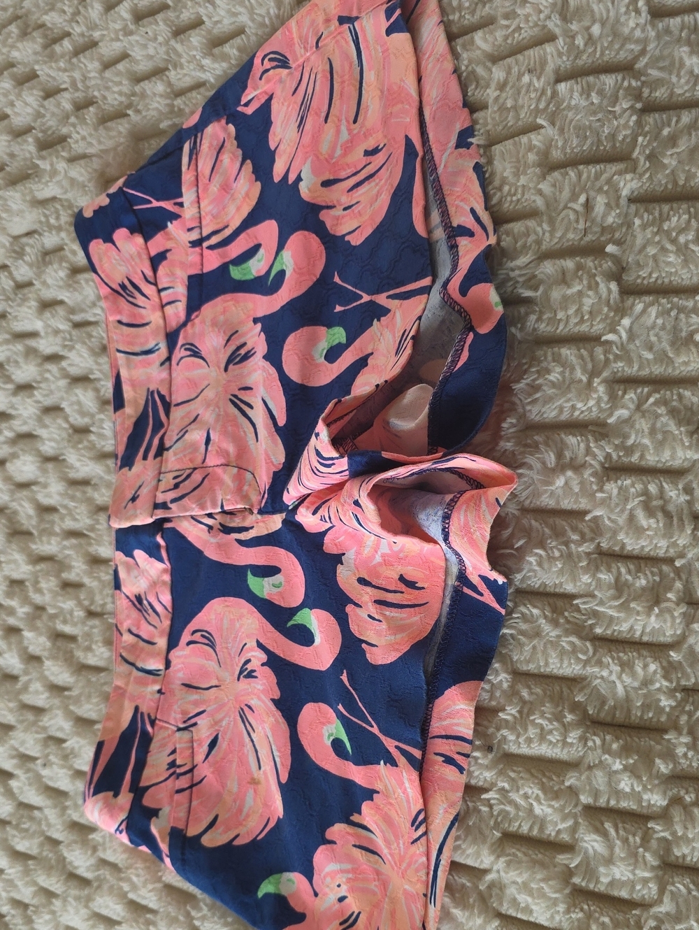 Lilly Pulitzer Navy Blue Shorts with Pink Flamingo Print